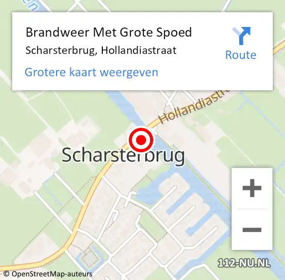 Locatie op kaart van de 112 melding: Brandweer Met Grote Spoed Naar Scharsterbrug, Hollandiastraat op 14 juli 2022 16:29