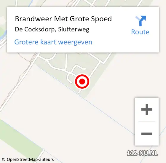 Locatie op kaart van de 112 melding: Brandweer Met Grote Spoed Naar De Cocksdorp, Slufterweg op 14 juli 2022 16:32