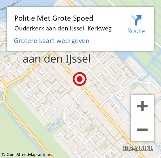 Locatie op kaart van de 112 melding: Politie Met Grote Spoed Naar Ouderkerk aan den IJssel, Kerkweg op 14 juli 2022 16:37