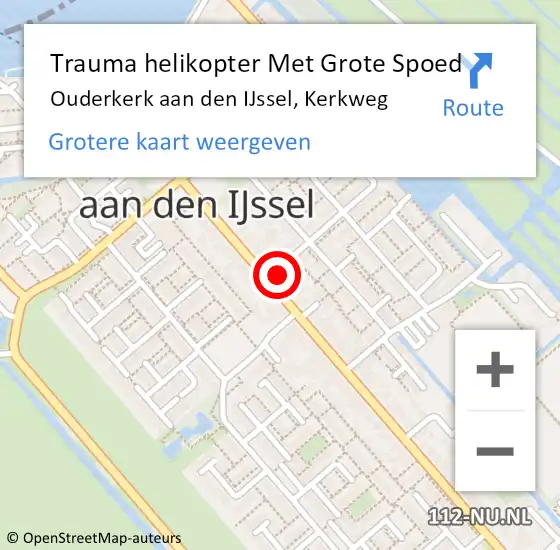 Locatie op kaart van de 112 melding: Trauma helikopter Met Grote Spoed Naar Ouderkerk aan den IJssel, Kerkweg op 14 juli 2022 16:39