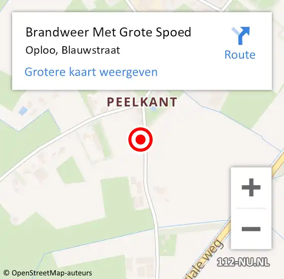 Locatie op kaart van de 112 melding: Brandweer Met Grote Spoed Naar Oploo, Blauwstraat op 14 juli 2022 16:42