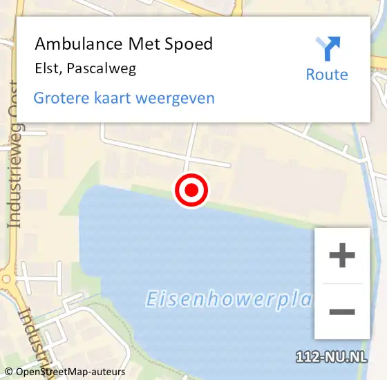 Locatie op kaart van de 112 melding: Ambulance Met Spoed Naar Elst, Pascalweg op 14 juli 2022 16:45