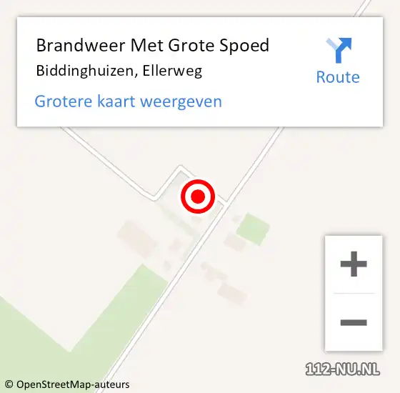 Locatie op kaart van de 112 melding: Brandweer Met Grote Spoed Naar Biddinghuizen, Ellerweg op 14 juli 2022 17:08