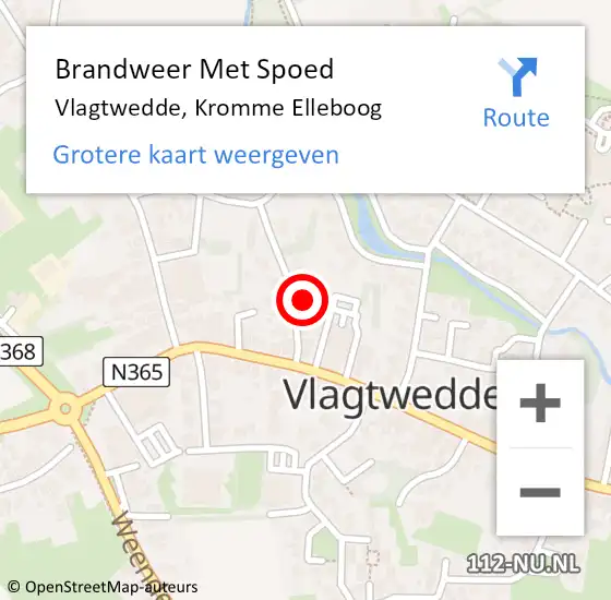 Locatie op kaart van de 112 melding: Brandweer Met Spoed Naar Vlagtwedde, Kromme Elleboog op 14 juli 2022 17:14