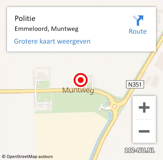 Locatie op kaart van de 112 melding: Politie Emmeloord, Muntweg op 14 juli 2022 17:18