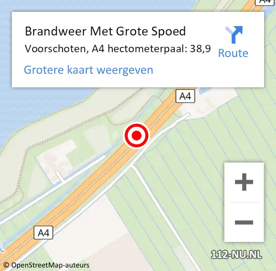 Locatie op kaart van de 112 melding: Brandweer Met Grote Spoed Naar Leidschendam-Voorburg, A4 hectometerpaal: 38,9 op 14 juli 2022 17:24