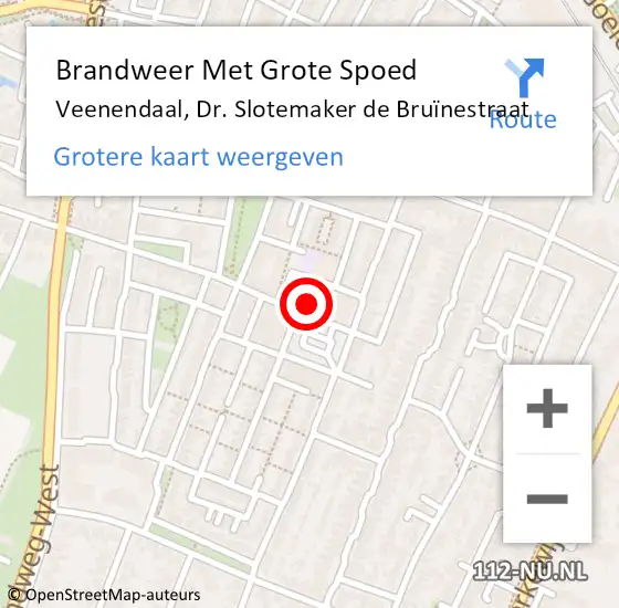 Locatie op kaart van de 112 melding: Brandweer Met Grote Spoed Naar Veenendaal, Dr. Slotemaker de Bruïnestraat op 14 juli 2022 17:31