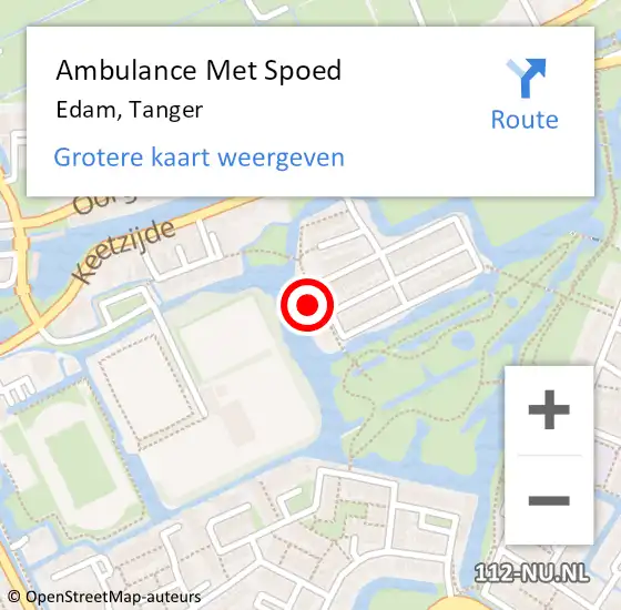 Locatie op kaart van de 112 melding: Ambulance Met Spoed Naar Edam, Tanger op 14 juli 2022 18:22