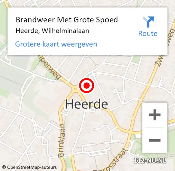 Locatie op kaart van de 112 melding: Brandweer Met Grote Spoed Naar Heerde, Wilhelminalaan op 9 oktober 2013 10:22