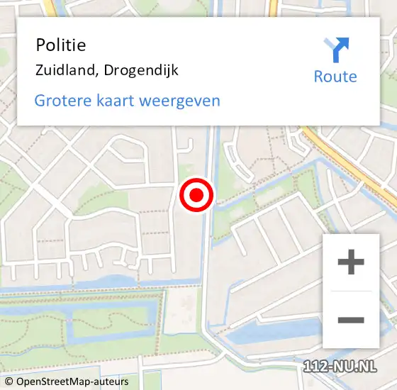 Locatie op kaart van de 112 melding: Politie Zuidland, Drogendijk op 14 juli 2022 19:08