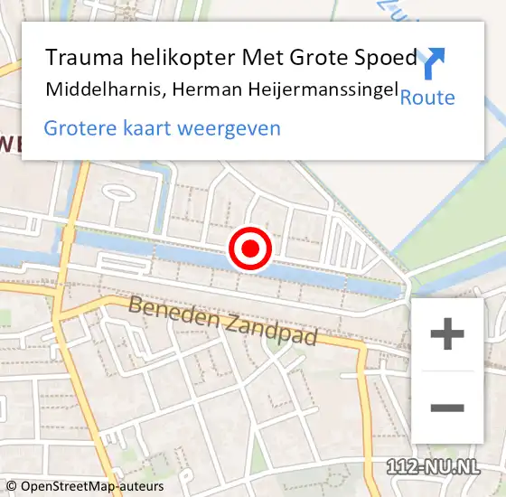 Locatie op kaart van de 112 melding: Trauma helikopter Met Grote Spoed Naar Middelharnis, Herman Heijermanssingel op 14 juli 2022 19:21