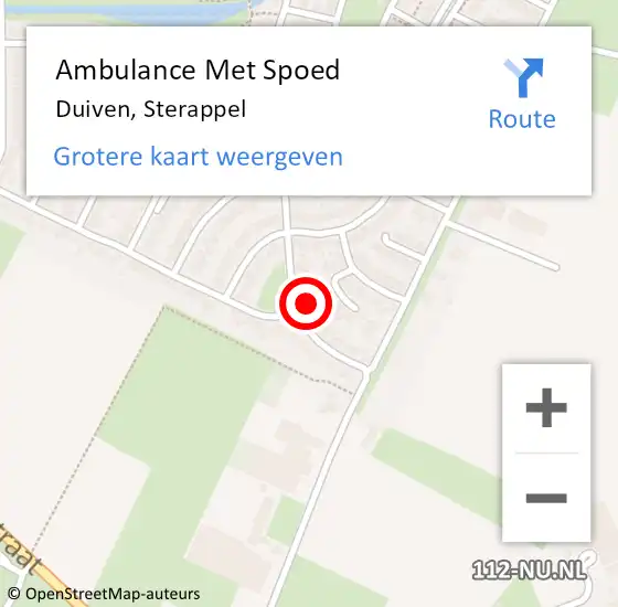 Locatie op kaart van de 112 melding: Ambulance Met Spoed Naar Duiven, Sterappel op 14 juli 2022 19:23