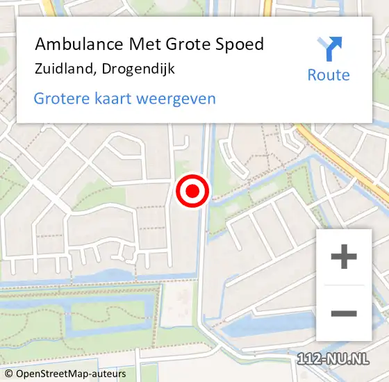 Locatie op kaart van de 112 melding: Ambulance Met Grote Spoed Naar Zuidland, Drogendijk op 14 juli 2022 19:24