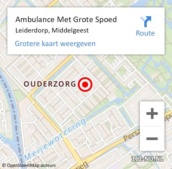 Locatie op kaart van de 112 melding: Ambulance Met Grote Spoed Naar Leiderdorp, Middelgeest op 14 juli 2022 20:10