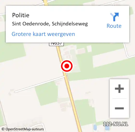 Locatie op kaart van de 112 melding: Politie Sint Oedenrode, Schijndelseweg op 14 juli 2022 20:11