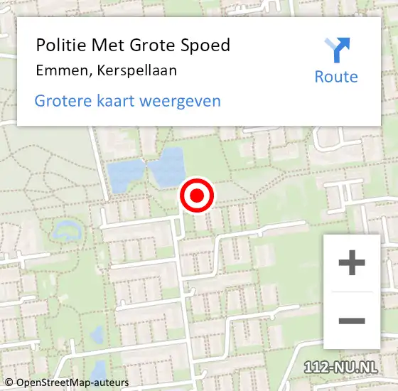 Locatie op kaart van de 112 melding: Politie Met Grote Spoed Naar Emmen, Kerspellaan op 14 juli 2022 21:07