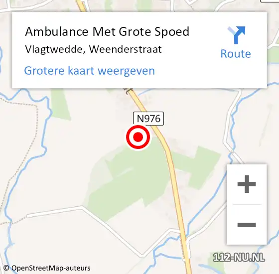 Locatie op kaart van de 112 melding: Ambulance Met Grote Spoed Naar Vlagtwedde, Weenderstraat op 14 juli 2022 21:33