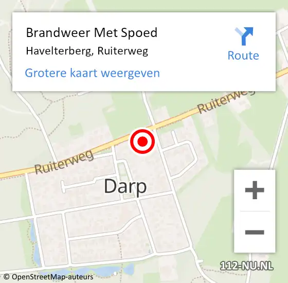 Locatie op kaart van de 112 melding: Brandweer Met Spoed Naar Havelterberg, Ruiterweg op 14 juli 2022 21:35