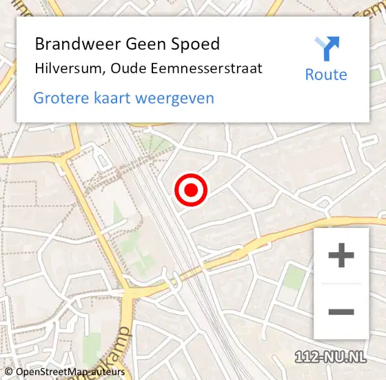 Locatie op kaart van de 112 melding: Brandweer Geen Spoed Naar Hilversum, Oude Eemnesserstraat op 14 juli 2022 21:35
