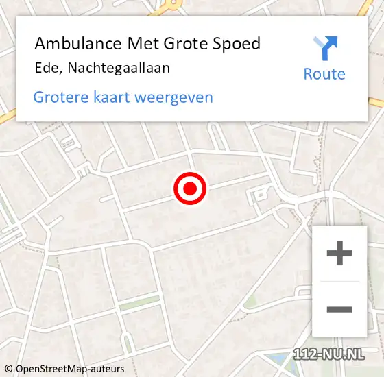 Locatie op kaart van de 112 melding: Ambulance Met Grote Spoed Naar Ede, Nachtegaallaan op 14 juli 2022 21:41