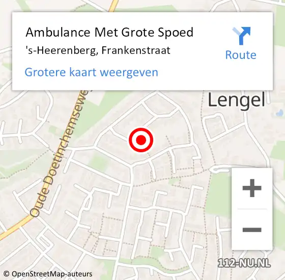 Locatie op kaart van de 112 melding: Ambulance Met Grote Spoed Naar 's-Heerenberg, Frankenstraat op 14 juli 2022 21:53