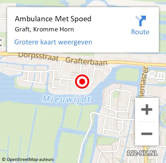 Locatie op kaart van de 112 melding: Ambulance Met Spoed Naar Graft, Kromme Horn op 14 juli 2022 21:58