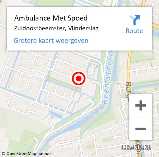 Locatie op kaart van de 112 melding: Ambulance Met Spoed Naar Zuidoostbeemster, Vlinderslag op 14 juli 2022 22:42