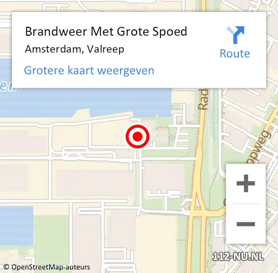 Locatie op kaart van de 112 melding: Brandweer Met Grote Spoed Naar Amsterdam, Valreep op 14 juli 2022 22:48
