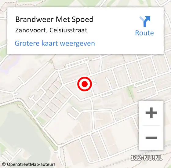 Locatie op kaart van de 112 melding: Brandweer Met Spoed Naar Zandvoort, Celsiusstraat op 14 juli 2022 23:27