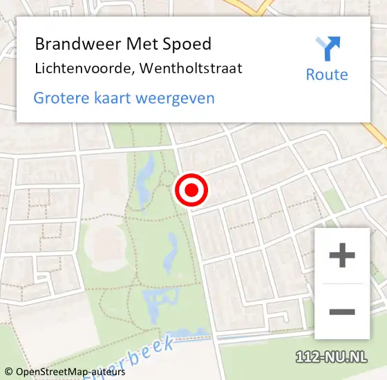 Locatie op kaart van de 112 melding: Brandweer Met Spoed Naar Lichtenvoorde, Wentholtstraat op 14 juli 2022 23:59