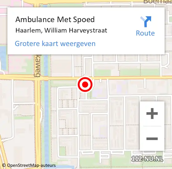 Locatie op kaart van de 112 melding: Ambulance Met Spoed Naar Haarlem, William Harveystraat op 15 juli 2022 00:03