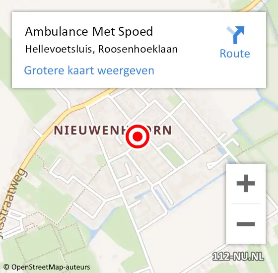 Locatie op kaart van de 112 melding: Ambulance Met Spoed Naar Hellevoetsluis, Roosenhoeklaan op 15 juli 2022 00:11