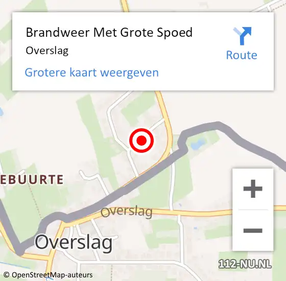 Locatie op kaart van de 112 melding: Brandweer Met Grote Spoed Naar Overslag op 15 juli 2022 01:01