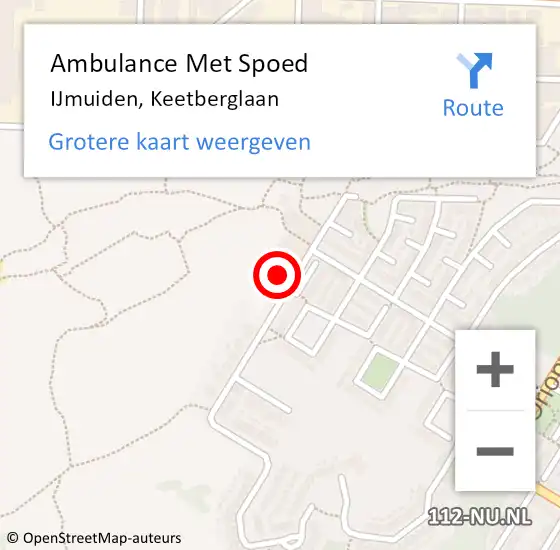 Locatie op kaart van de 112 melding: Ambulance Met Spoed Naar IJmuiden, Keetberglaan op 15 juli 2022 01:21