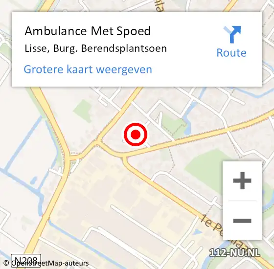 Locatie op kaart van de 112 melding: Ambulance Met Spoed Naar Lisse, Burg. Berendsplantsoen op 15 juli 2022 02:08