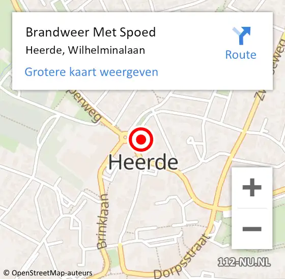 Locatie op kaart van de 112 melding: Brandweer Met Spoed Naar Heerde, Wilhelminalaan op 9 oktober 2013 10:24