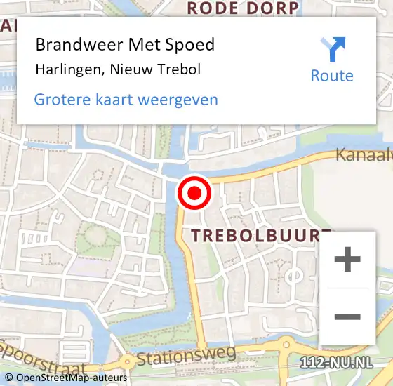 Locatie op kaart van de 112 melding: Brandweer Met Spoed Naar Harlingen, Nieuw Trebol op 15 juli 2022 03:34