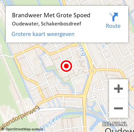 Locatie op kaart van de 112 melding: Brandweer Met Grote Spoed Naar Oudewater, Schakenbosdreef op 15 juli 2022 03:55