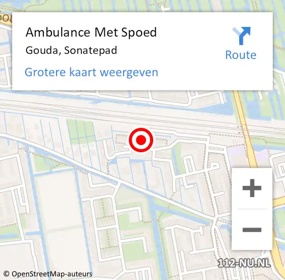 Locatie op kaart van de 112 melding: Ambulance Met Spoed Naar Gouda, Sonatepad op 15 juli 2022 04:44