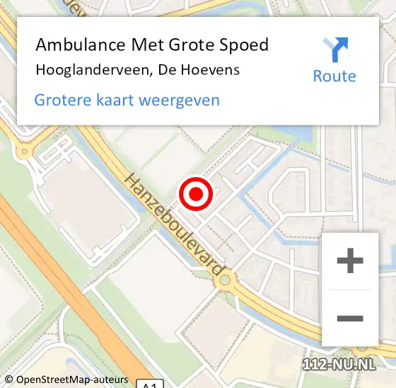 Locatie op kaart van de 112 melding: Ambulance Met Grote Spoed Naar Hooglanderveen, De Hoevens op 23 juli 2014 10:14