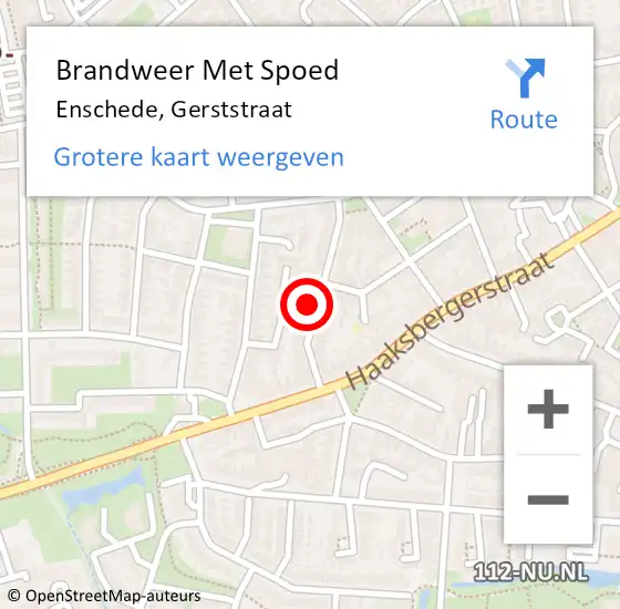 Locatie op kaart van de 112 melding: Brandweer Met Spoed Naar Enschede, Gerststraat op 15 juli 2022 06:09