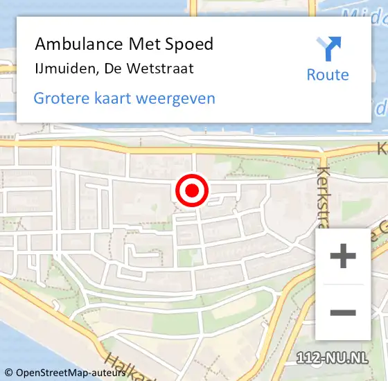 Locatie op kaart van de 112 melding: Ambulance Met Spoed Naar IJmuiden, De Wetstraat op 15 juli 2022 06:21