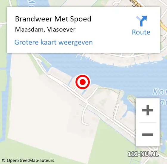 Locatie op kaart van de 112 melding: Brandweer Met Spoed Naar Maasdam, Vlasoever op 15 juli 2022 06:29