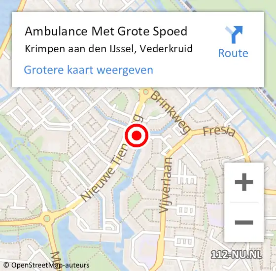 Locatie op kaart van de 112 melding: Ambulance Met Grote Spoed Naar Krimpen aan den IJssel, Vederkruid op 15 juli 2022 06:32