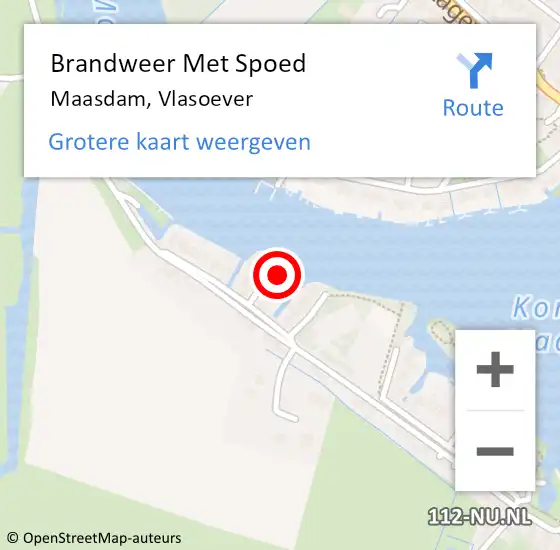 Locatie op kaart van de 112 melding: Brandweer Met Spoed Naar Maasdam, Vlasoever op 15 juli 2022 06:35