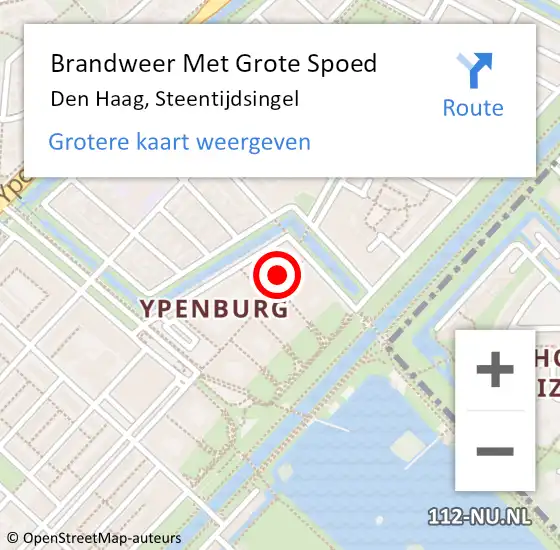 Locatie op kaart van de 112 melding: Brandweer Met Grote Spoed Naar Den Haag, Steentijdsingel op 15 juli 2022 06:38