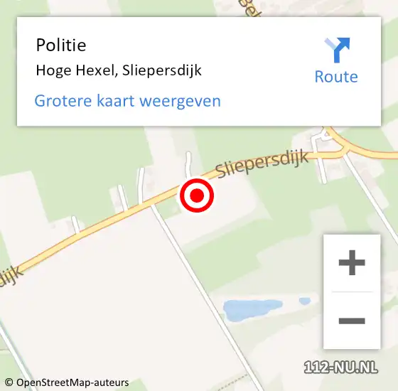 Locatie op kaart van de 112 melding: Politie Hoge Hexel, Sliepersdijk op 15 juli 2022 07:01