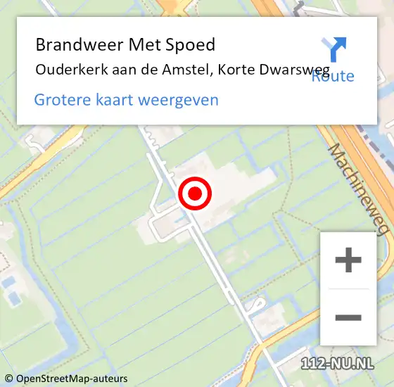 Locatie op kaart van de 112 melding: Brandweer Met Spoed Naar Ouderkerk aan de Amstel, Korte Dwarsweg op 15 juli 2022 07:07