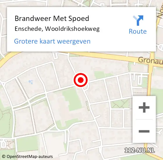 Locatie op kaart van de 112 melding: Brandweer Met Spoed Naar Enschede, Wooldrikshoekweg op 15 juli 2022 08:07