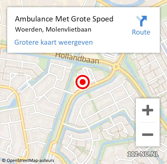 Locatie op kaart van de 112 melding: Ambulance Met Grote Spoed Naar Woerden, Molenvlietbaan op 15 juli 2022 08:42
